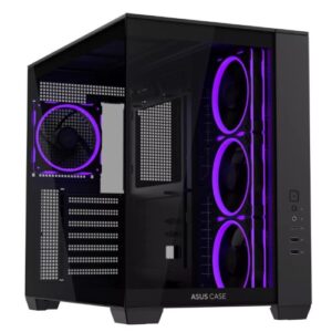 Asus A32 Plus ARGB Dual-Chamber Gaming Case w/ Glass Side & Front, ATX, 4x ARGB Fans, USB-C 10Gbps, Black - Image 1