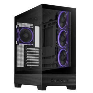 Asus A31 Plus ARGB Gaming Case w/ Front & Side Glass Windows, ATX, 4x ARGB Fans, USB-C, Angled Base, Asus BTF Compatible, Black - Image 1