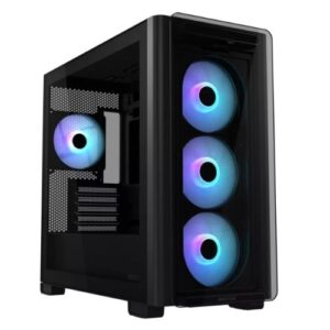 Asus A23 PLUS ARGB Gaming Case w/ Glass Side and Front, Micro ATX, 4x ARGB Fans, 380mm GPU & 360mm Radiator Support, USB-C, Asus BTF Compatible, Black - Image 1