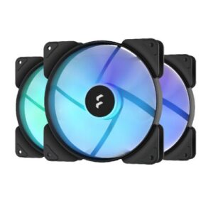 Fractal Design Aspect 14 140mm RGB PWM Case Fans (3 Pack), Rifle Bearing, Supports Chaining, Aerodynamic Stator Struts, 500-1700 RPM, Black Frame - Image 1