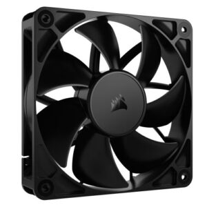 Corsair RS120 PWM 120mm Case Fan, Magnetic Dome Bearing, Daisy-Chain 4-Pin, 2100 RPM, AirGuide Tech, Black - Image 1