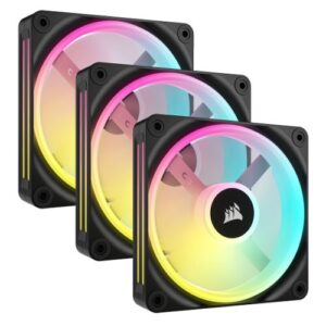 Corsair iCUE LINK QX120 120mm PWM RGB Case Fans (3 Pack), 34 RGB LEDs, Magnetic Dome Bearing, 2400 RPM, iCUE LINK Hub Included, Black - Image 1