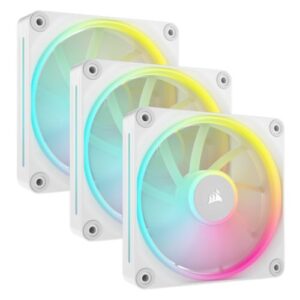 Corsair iCUE LINK LX120 120mm PWM RGB Case Fans (3-Pack), 18 RGB LEDs, Magnetic Dome Bearing, 2400 RPM, iCUE LINK Hub Included, White - Image 1