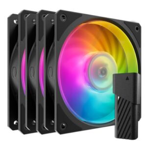 Cooler Master Mobius 120P ARGB PWM 120mm Case Fans (3-Pack), Ring Blade Design, 0-2400 RPM, Loop Dynamic Bearing, Black, ARGB Controller Included - Image 1