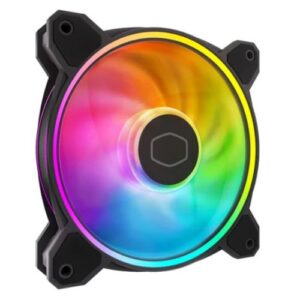 Cooler Master MasterFan MF120 Halo2 ARGB PWM 120mm Case Fan, Dual Loop Lighting, 0-2050 RPM, Rifle Bearing, Black - Image 1