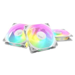 Asus TUF Gaming TR120 ARGB Reverse Blade 120mm PWM Case Fans (3 Pack), Hydraulic  Bearing, 28mm Frame, Double-layer LED Matrix Design, 2000 RPM, White - Image 1