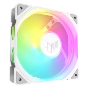 Asus TUF Gaming TR120 ARGB Reverse Blade 120mm PWM Case Fan, Hydraulic  Bearing, 28mm Frame, Double-layer LED Matrix Design, 2000 RPM, White - Image 1