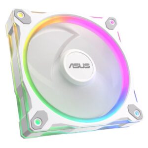 Asus Prime MR120 ARGB Reverse Blade 120mm PWM Case Fan, Sleeve Bearing, 28mm Frame, Dual-Sided Lighting, 1600 RPM, White - Image 1