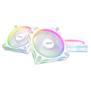 Asus Prime MR120 ARGB 120mm PWM Case Fans (3 Pack), Sleeve Bearing, 28mm Frame, Dual-Sided Lighting, 1600 RPM, White - Image 1