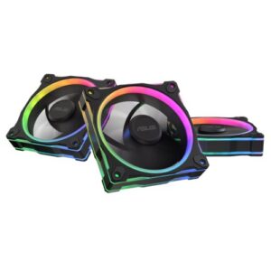 Asus Prime MR120 ARGB 120mm PWM Case Fans (3 Pack), Sleeve Bearing, 28mm Frame, Dual-Sided Lighting, 1600 RPM, Black - Image 1