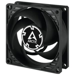 ARCTIC P8 Silent Pressure-optimised Extra Quiet 80mm Case Fan, Black, Fluid Dynamic, 1600 RPM. Black