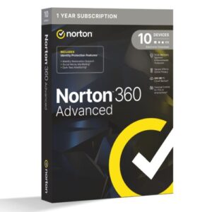 Norton 360 Advanced 1x 10 Device, 1 Year Retail Licence - 200GB Cloud Storage, AI Scam Detector - PC, Mac, iOS & Android *Non-enrolment*