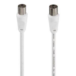 Hama Antenna Cable, Coax Male to Coax Female, 75dB, 10 Metre, White - Image 1