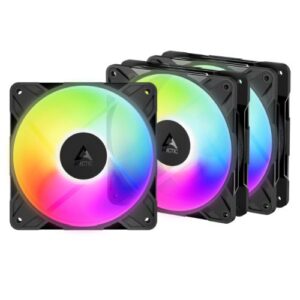 ARCTIC P12 Pro ARGB 120mm PWM Reverse Blade Case Fans w/ Cable Splitters (3 Pack), Fluid Dynamic Bearing, 500-3000 RPM, Black