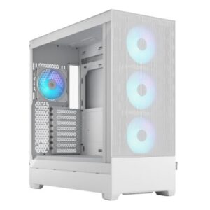 Fractal Design Pop XL Air RGB (White TG) Gaming Case w/ Clear Glass Window, E-ATX, Hexagonal Mesh Front, 4 RGB Fans & RGB Controller - Image 1