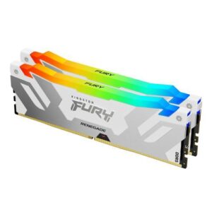 Kingston Fury Renegade RGB 32GB Kit (2 x 16GB), DDR5, 8000MHz, CL38, 1.45V, ECC, XMP 3.0, PMIC, DIMM Memory, White/Silver - Image 1